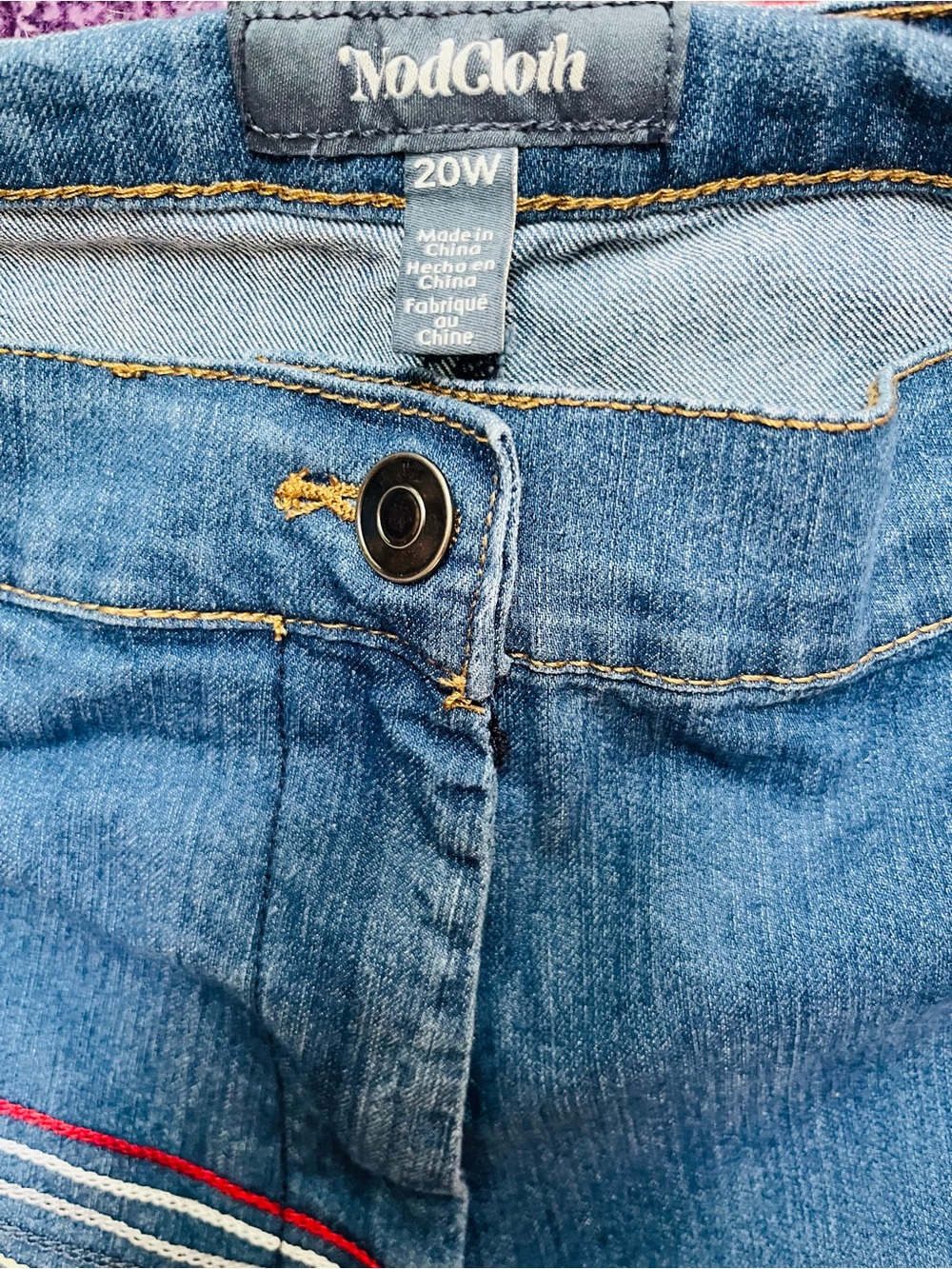 ModCloth Rainbow Pride Denim Jeans Size 20W Wide Leg Lightweight Retro Boho - Picture 5 of 6